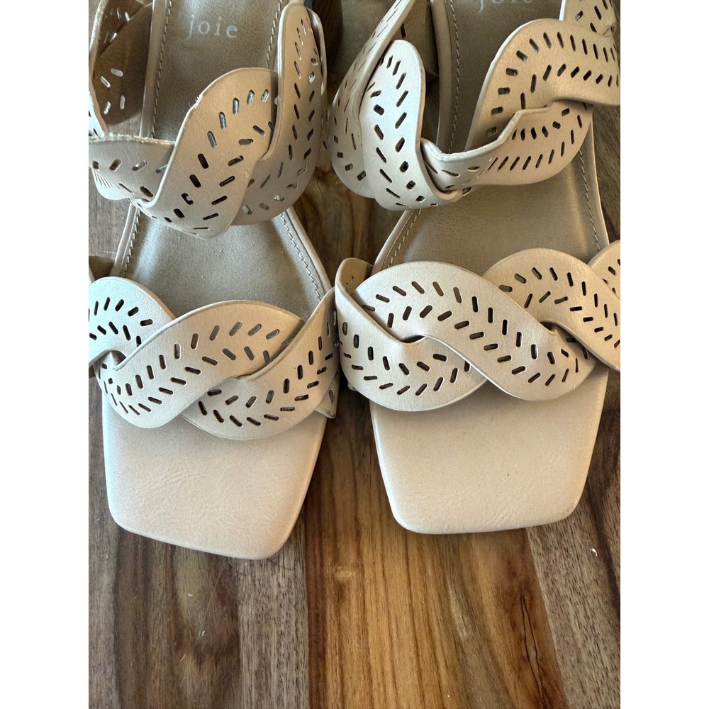 Joie Society Nude Beige Perforated Braided Block Heel Sandals Mule 6.5M P3SOC31P - Picture 9 of 9